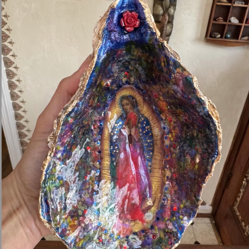 OUR LADY OF GUADALUPE -large oyster shell made to order